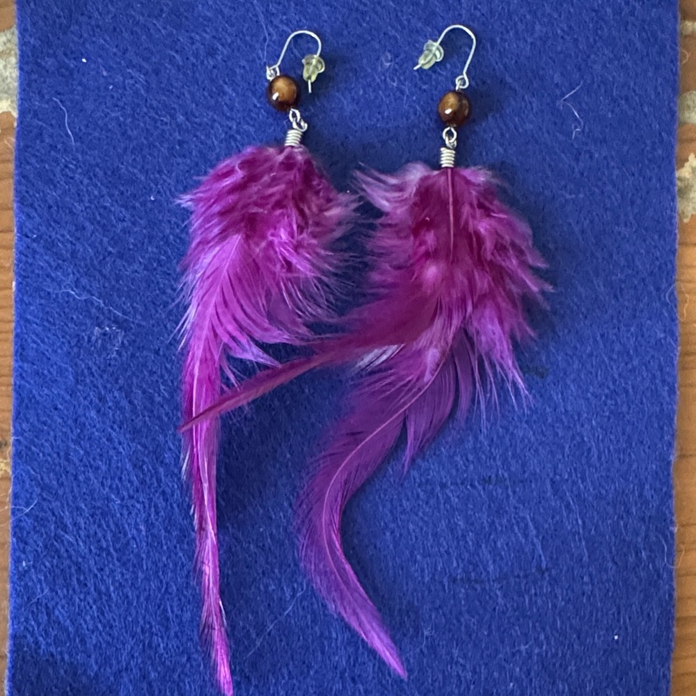 Elegant Purple Feather Earrings